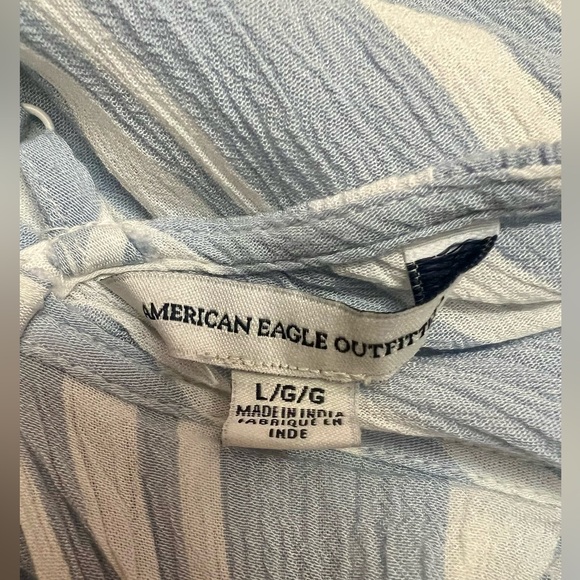 American Eagle Outfitters Light Blue and White Striped Babydoll Romper L - Picture 4 of 4